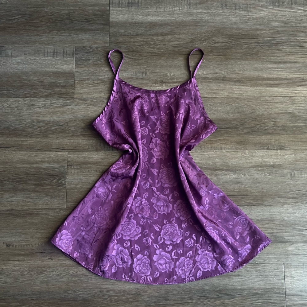 Vintage Floral Purple Slip Dress